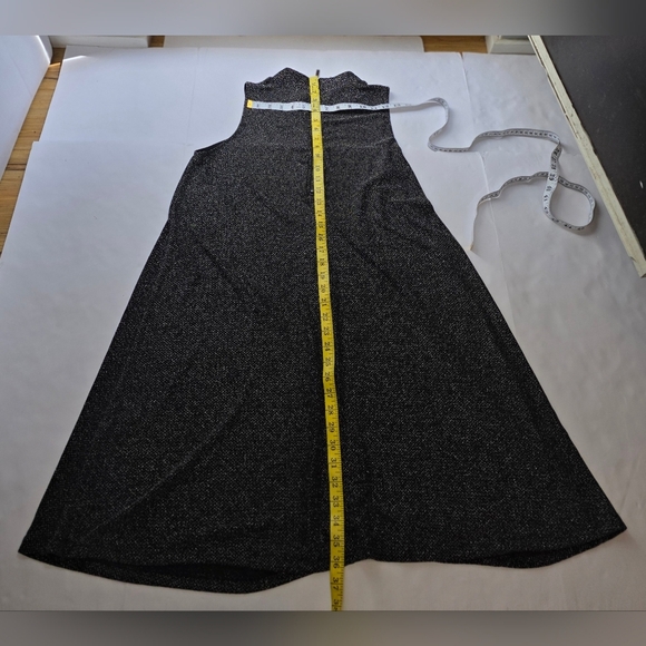 Retro sleeveless cocktail swing dress, black threaded with silver,, XL - Picture 6 of 16